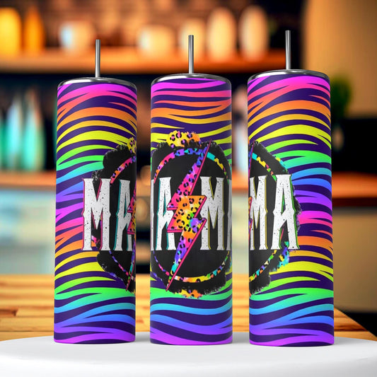 Rainbow Stripes Mama Tumbler