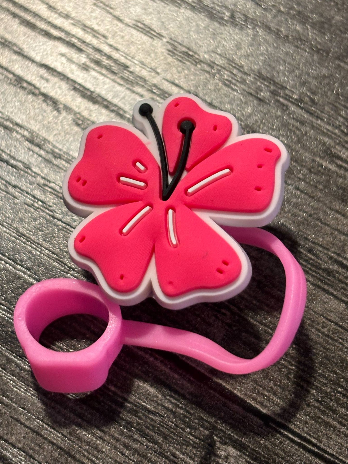 Pink Flower Straw Topper