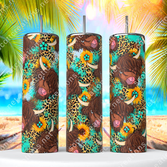 Highland Cow Sunflower Tumbler