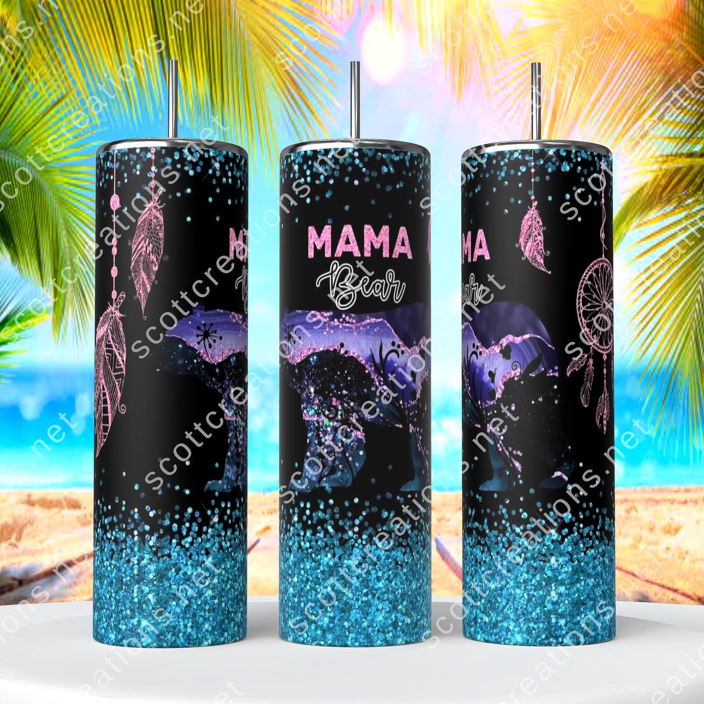 Glitter Mama Bear Tumbler