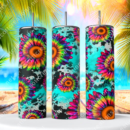 Sunflower Cow Print Tumbler