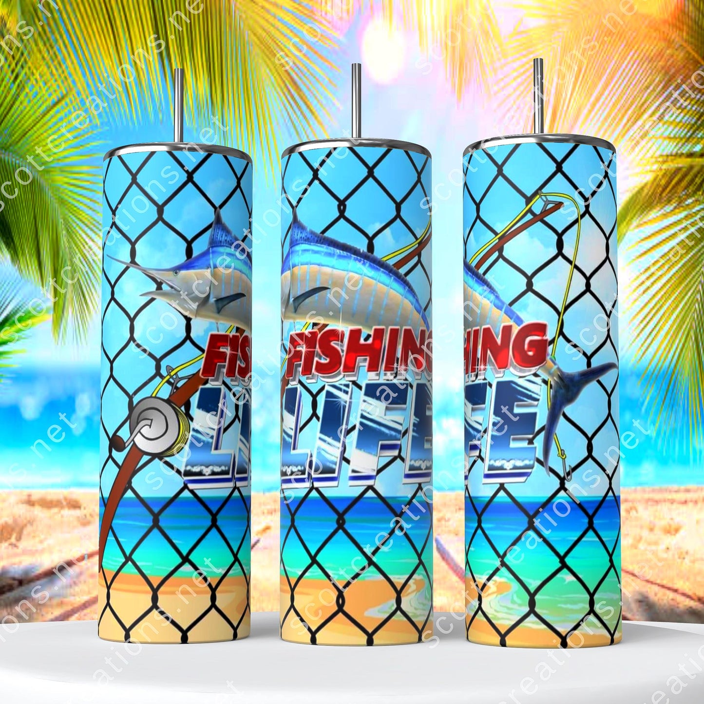 Fishing Life w/ net Tumbler