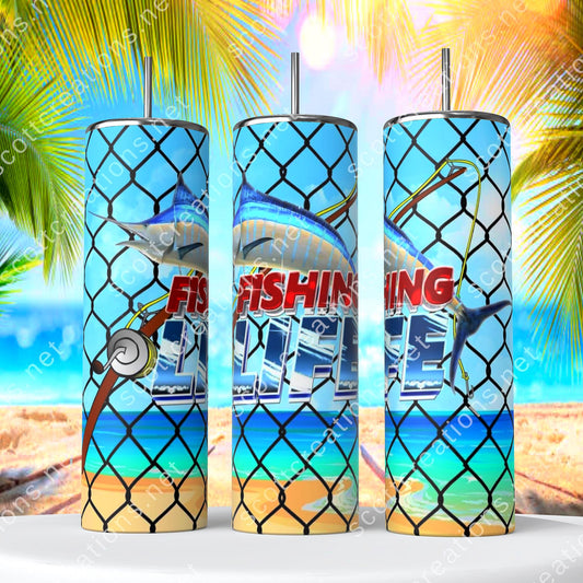 Fishing Life w/ net Tumbler