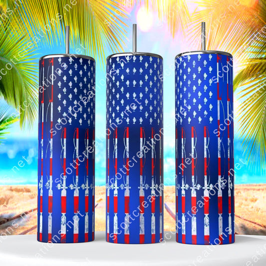Fishing Pole American Flag Tumbler