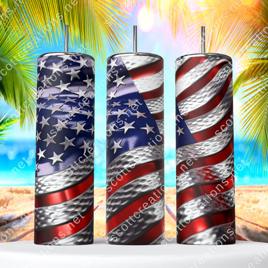 Metal American Flag 3D Tumbler