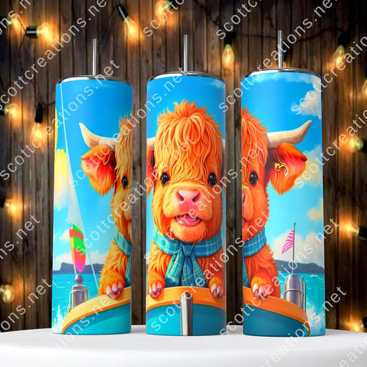 Highland Cow Boat Tumbler