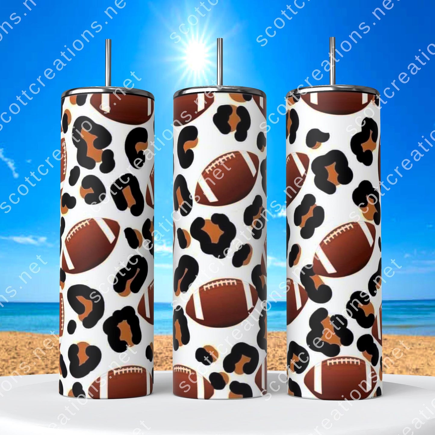 Brown Leopard Football Tumbler