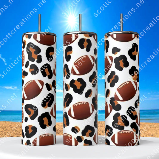 Brown Leopard Football Tumbler