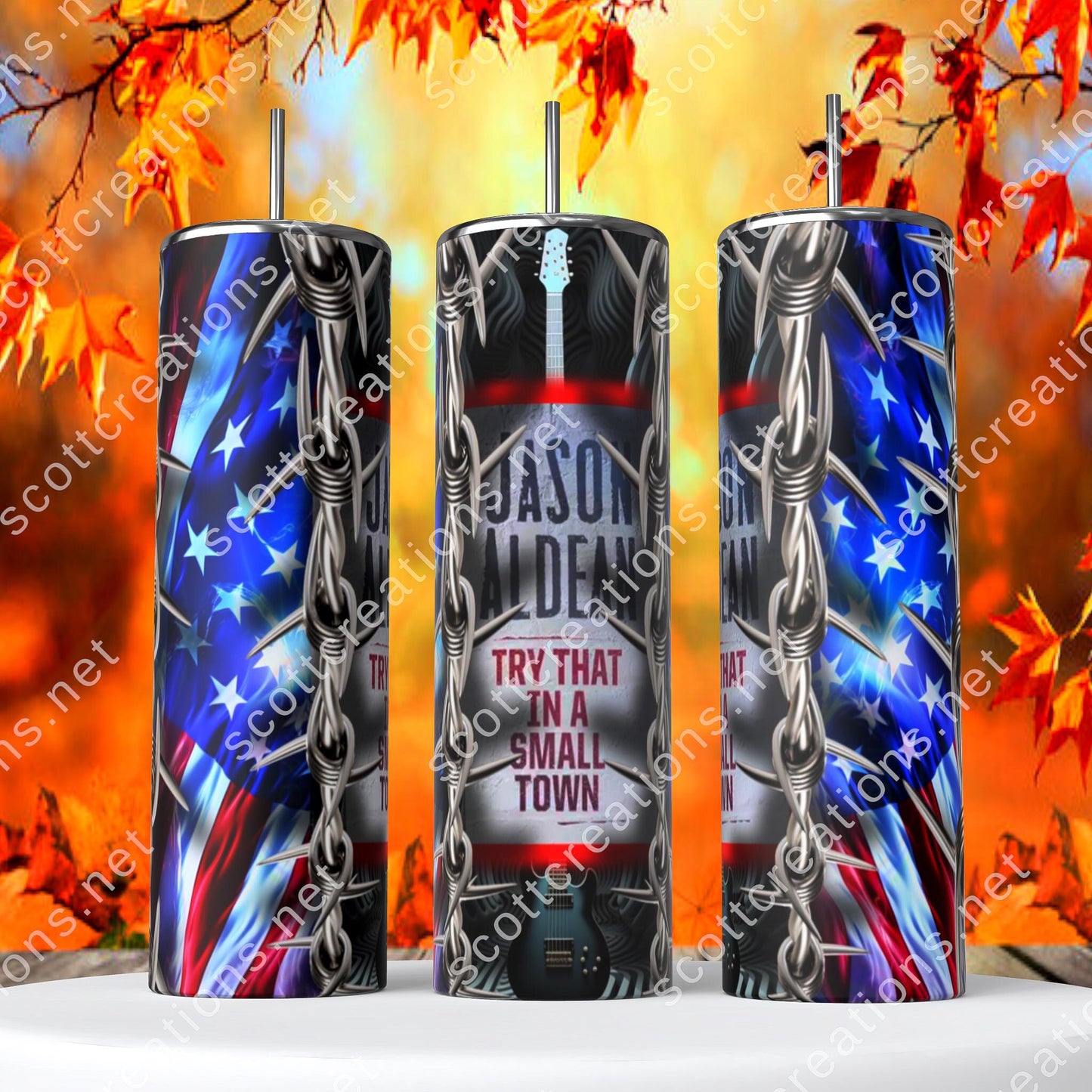 Guitar and Flags Tumbler