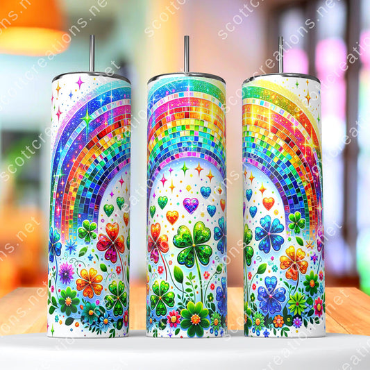 20oz White Rainbow Tumbler