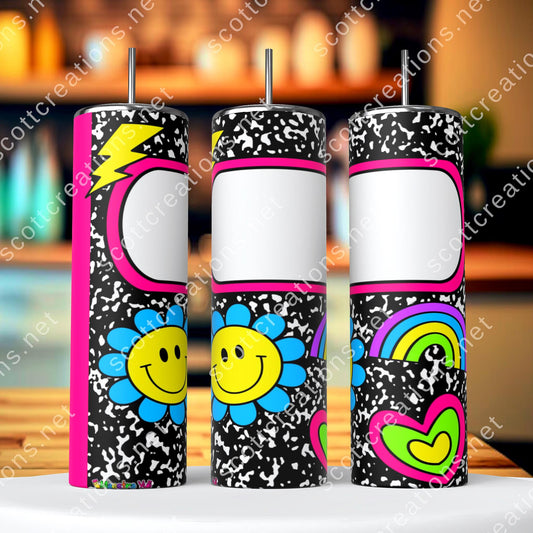 Pink Notebook with Name Tumbler