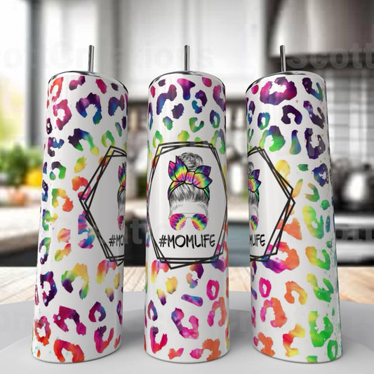 Messy Hair Mama Leopard Tumbler