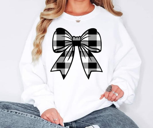 Black and White Plaid Bow