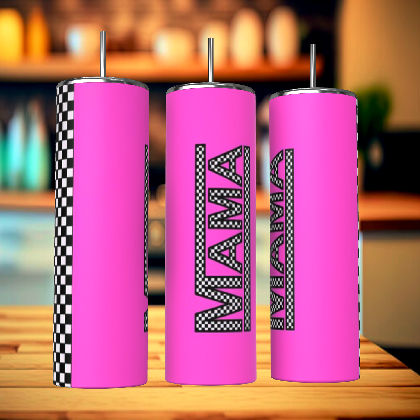 Pink Mama Checkered Tumbler