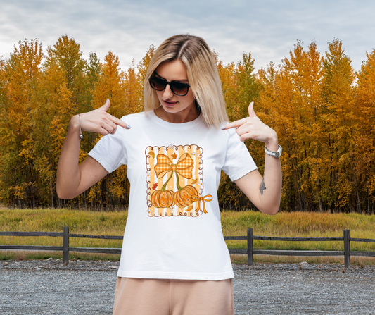 Pumpkins with Plaid Bow