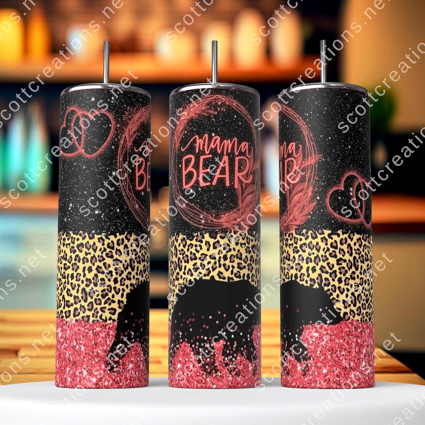 Glitter Mama Bear Tumbler