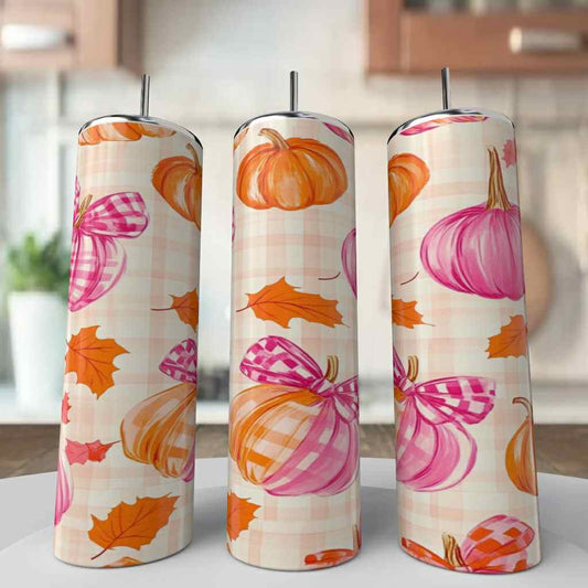 Plaid Bow Pumpkin Tumbler