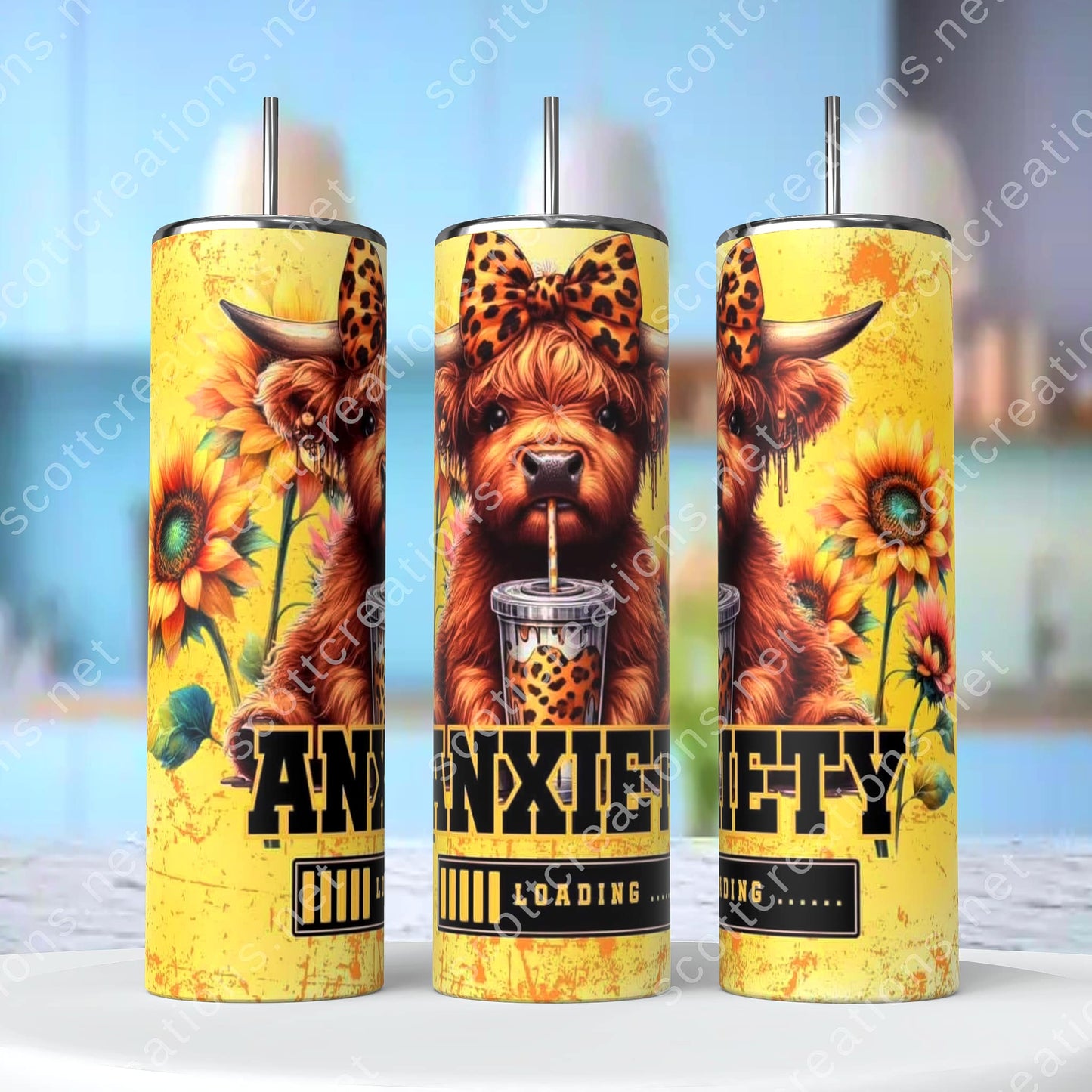 Highland Cow Anxiety Tumbler