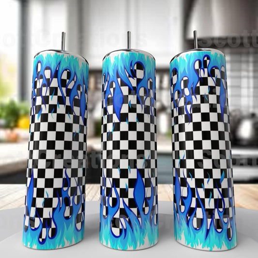 Flames Checkered Tumbler