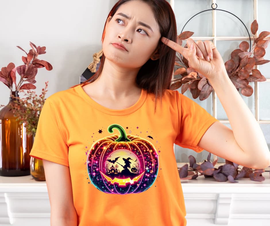 Bright Pumpkin with Witch