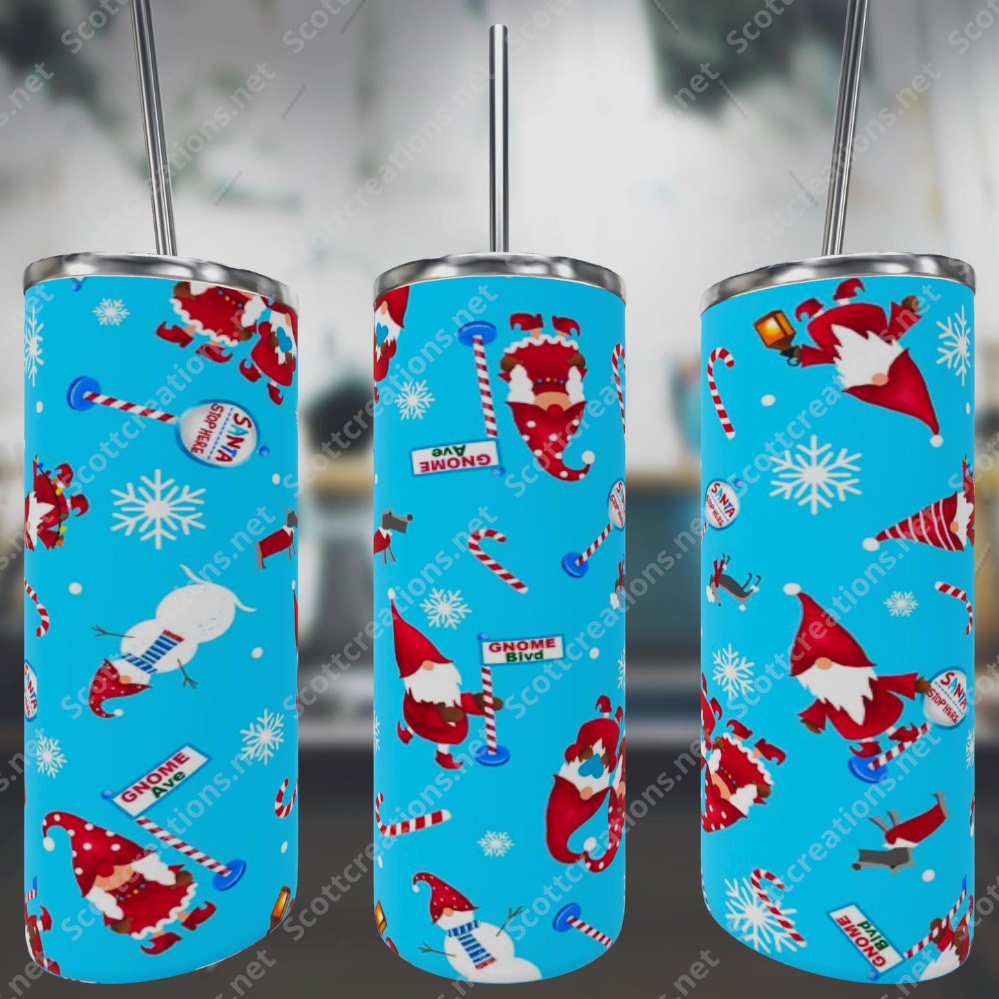 Blue Gnome Christmas Tumbler