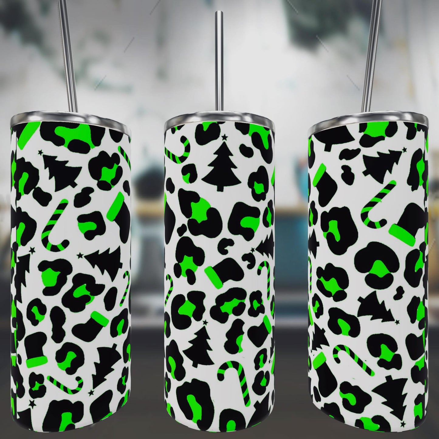 Green Leopard Christmas Tumbler