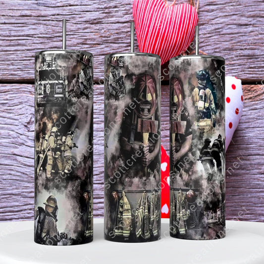 Black and White Firefighter Tumbler