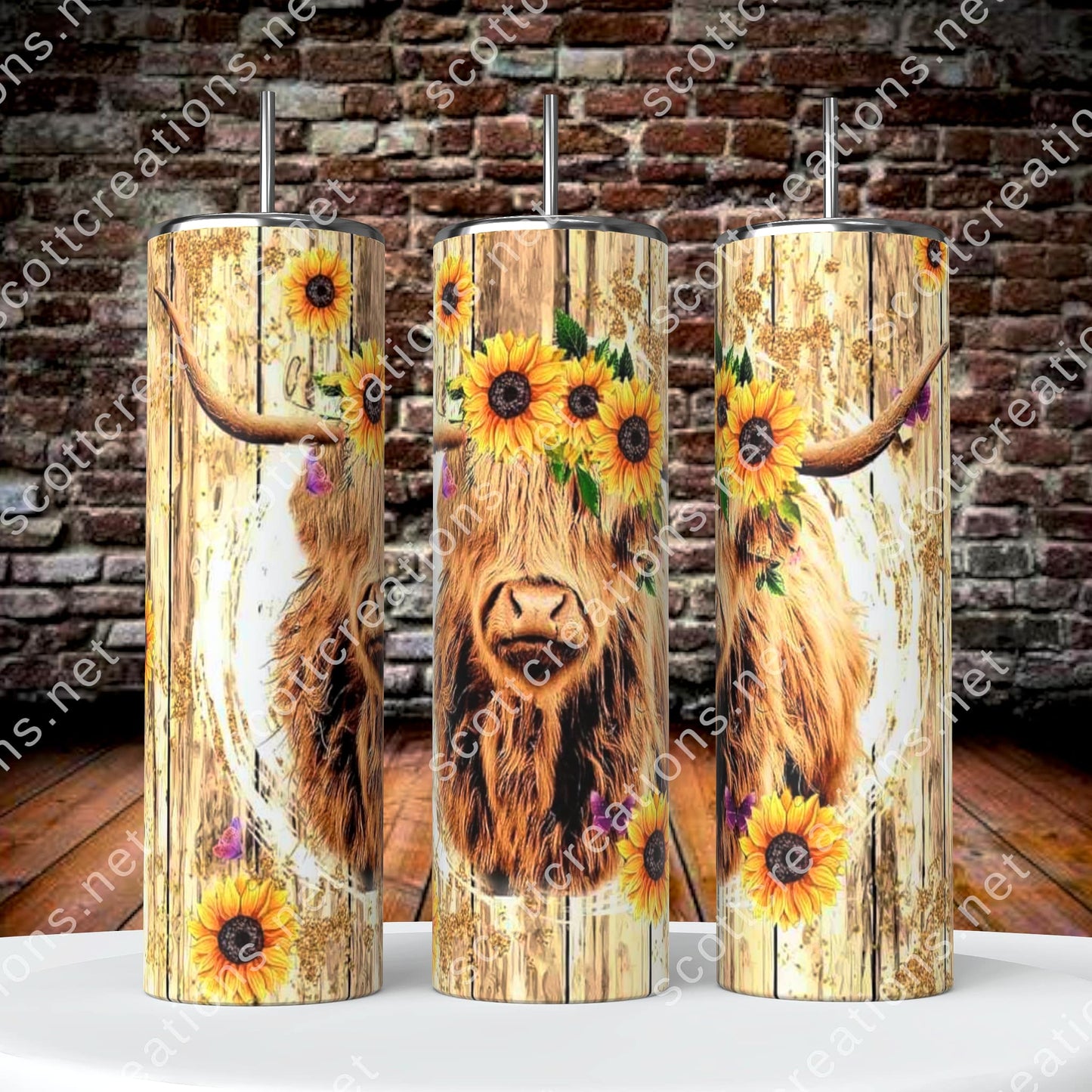 Highland Cow Sunflower Tumbler