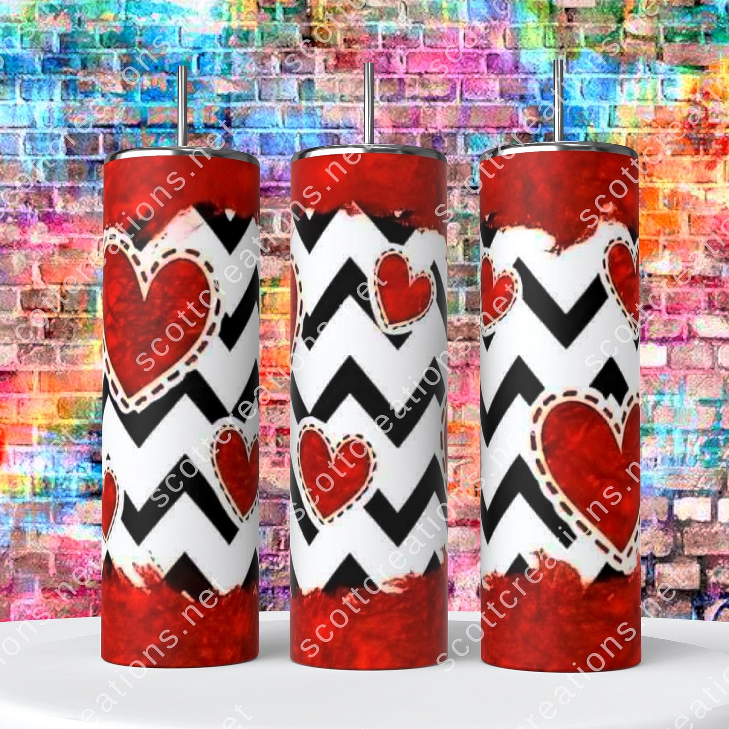 Red Glitter Heart Tumbler