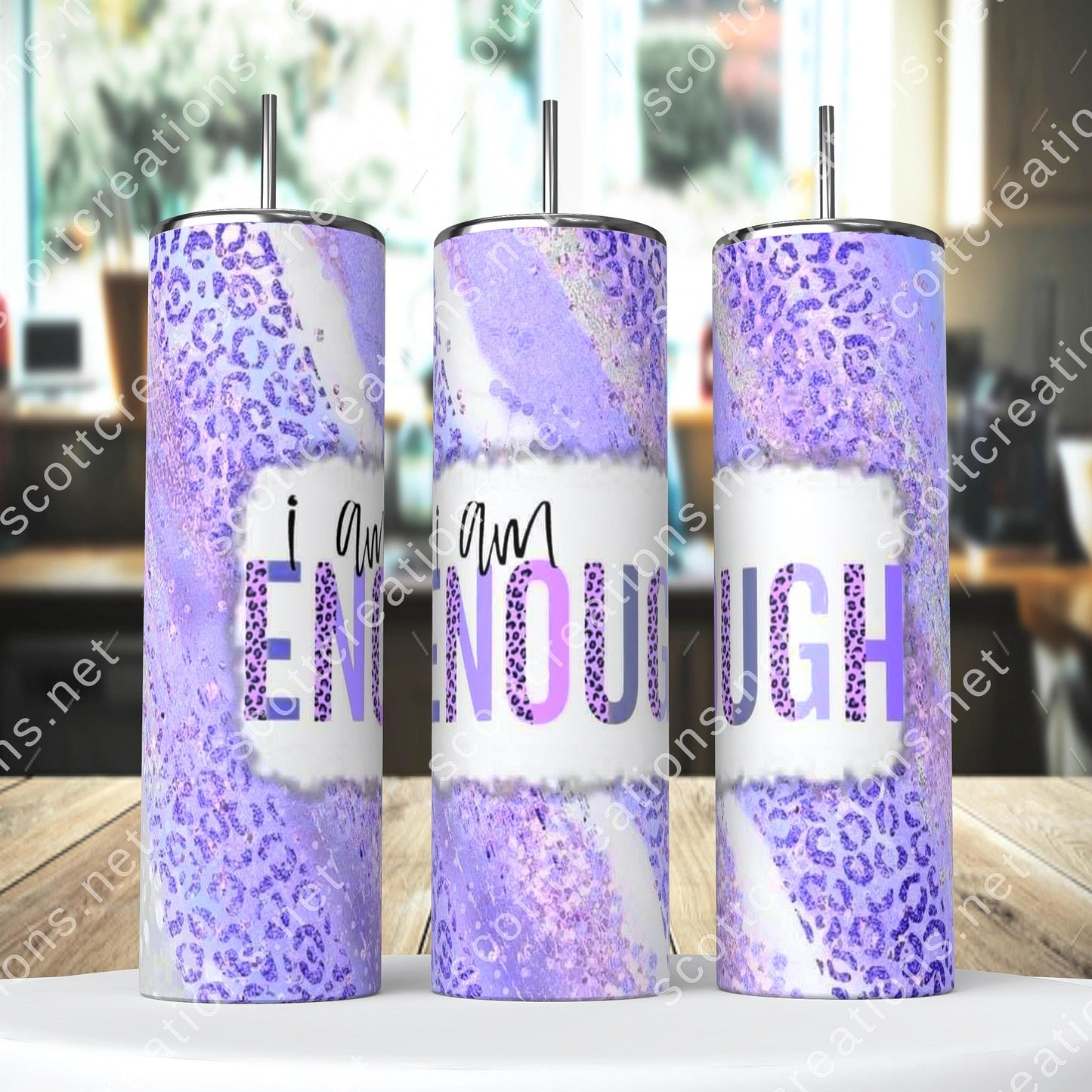 Purple I am Enough Tumbler