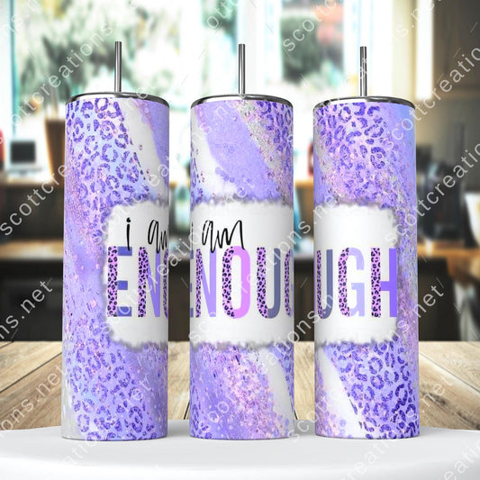 Purple I am Enough Tumbler