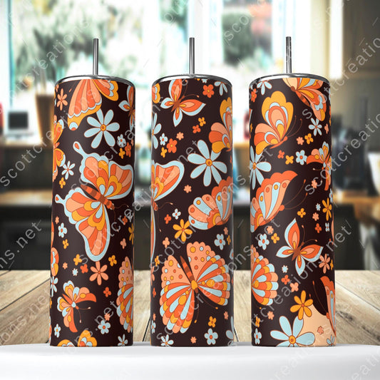 Orange Butterfly Tumbler