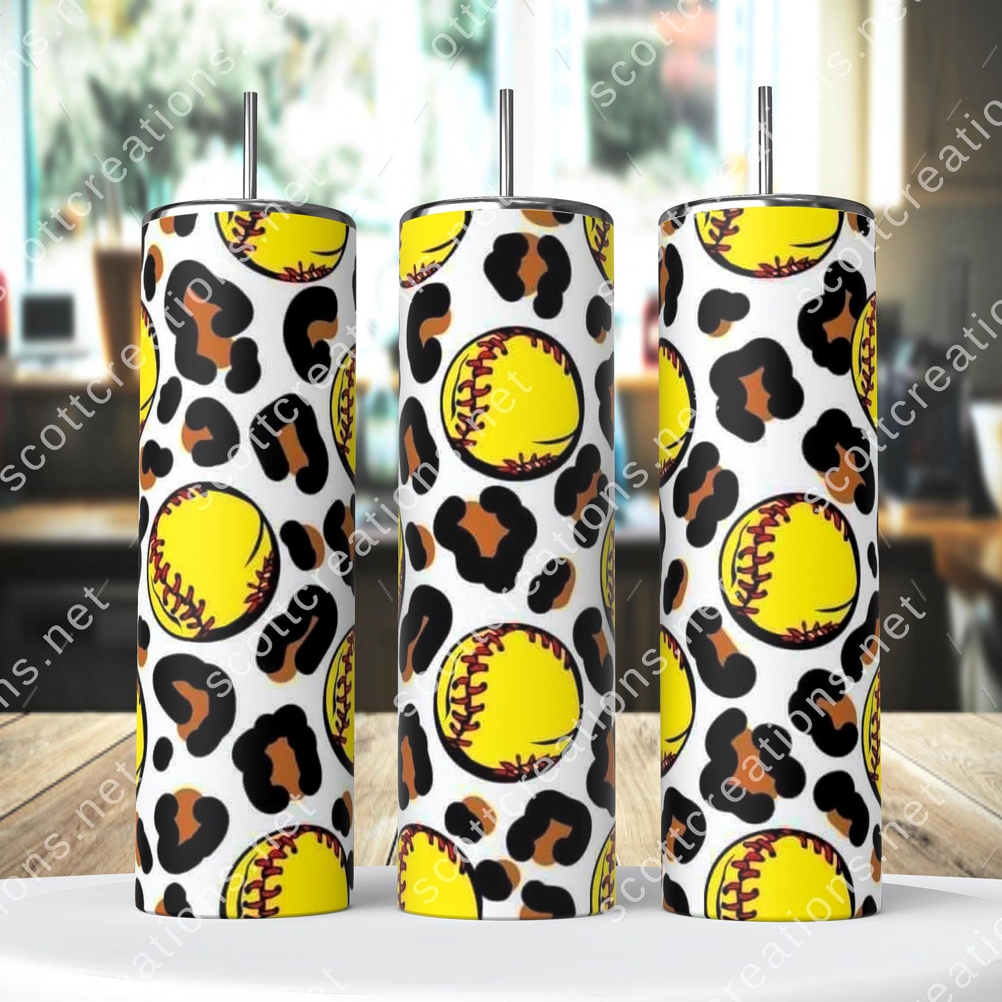 Softball Leopard Tumbler