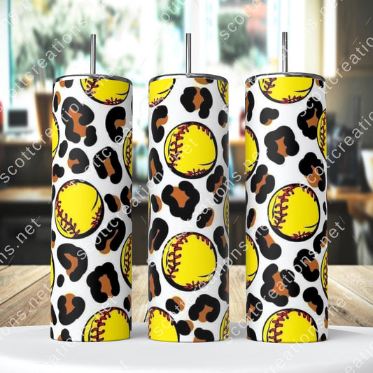 Softball Leopard Tumbler
