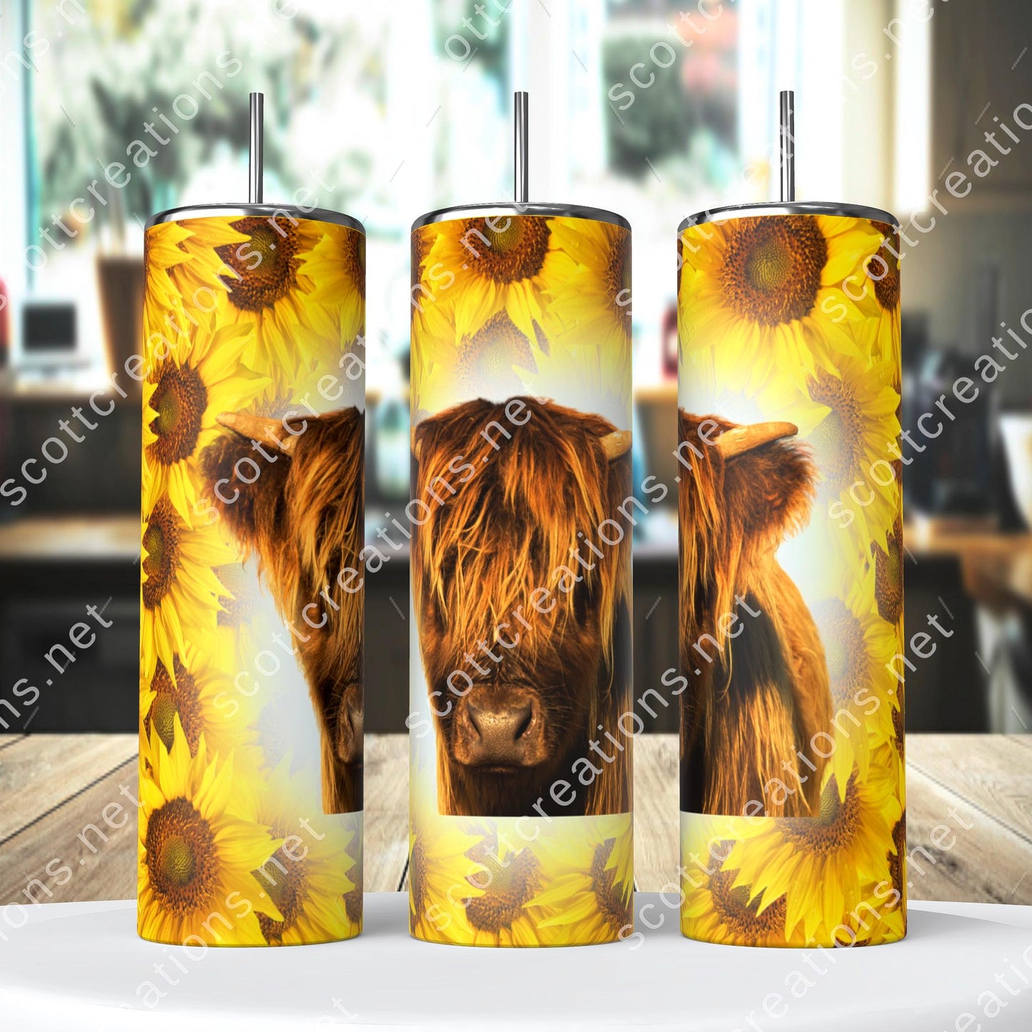 Highland Cow Sunflower Tumbler