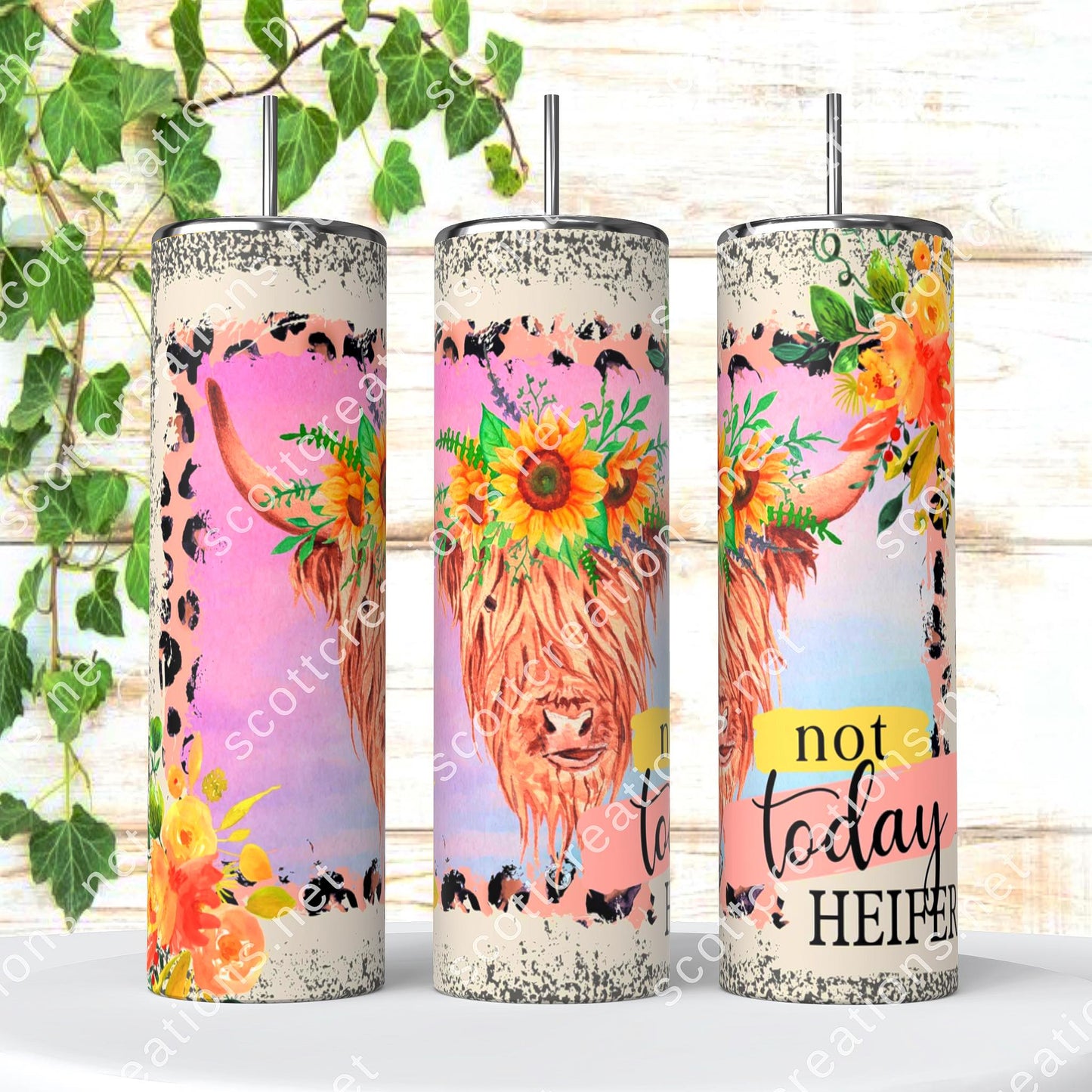 Not Today Heifer Highland Cow Tumbler