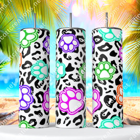 Bright Paw Print Tumbler