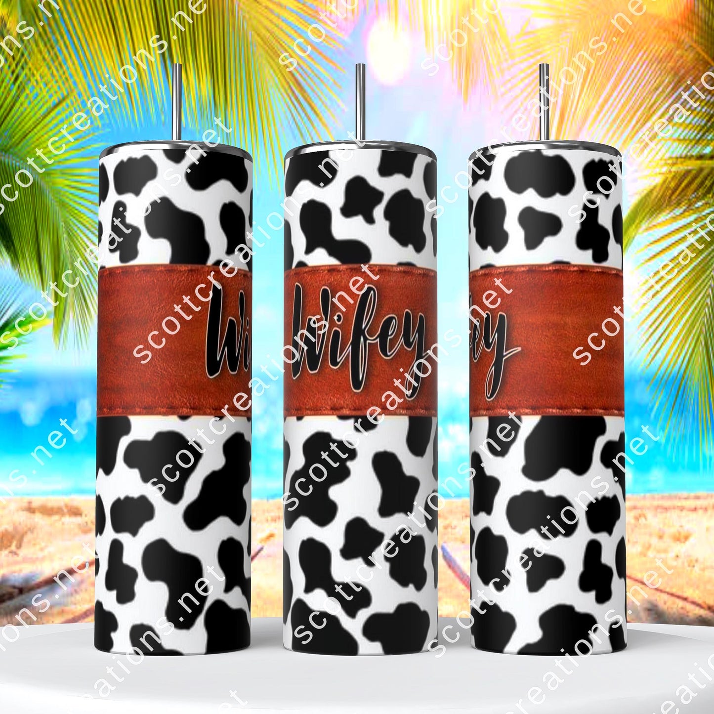Wifey Cow Print Tumbler