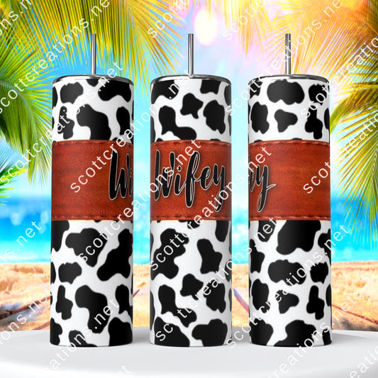 Wifey Cow Print Tumbler