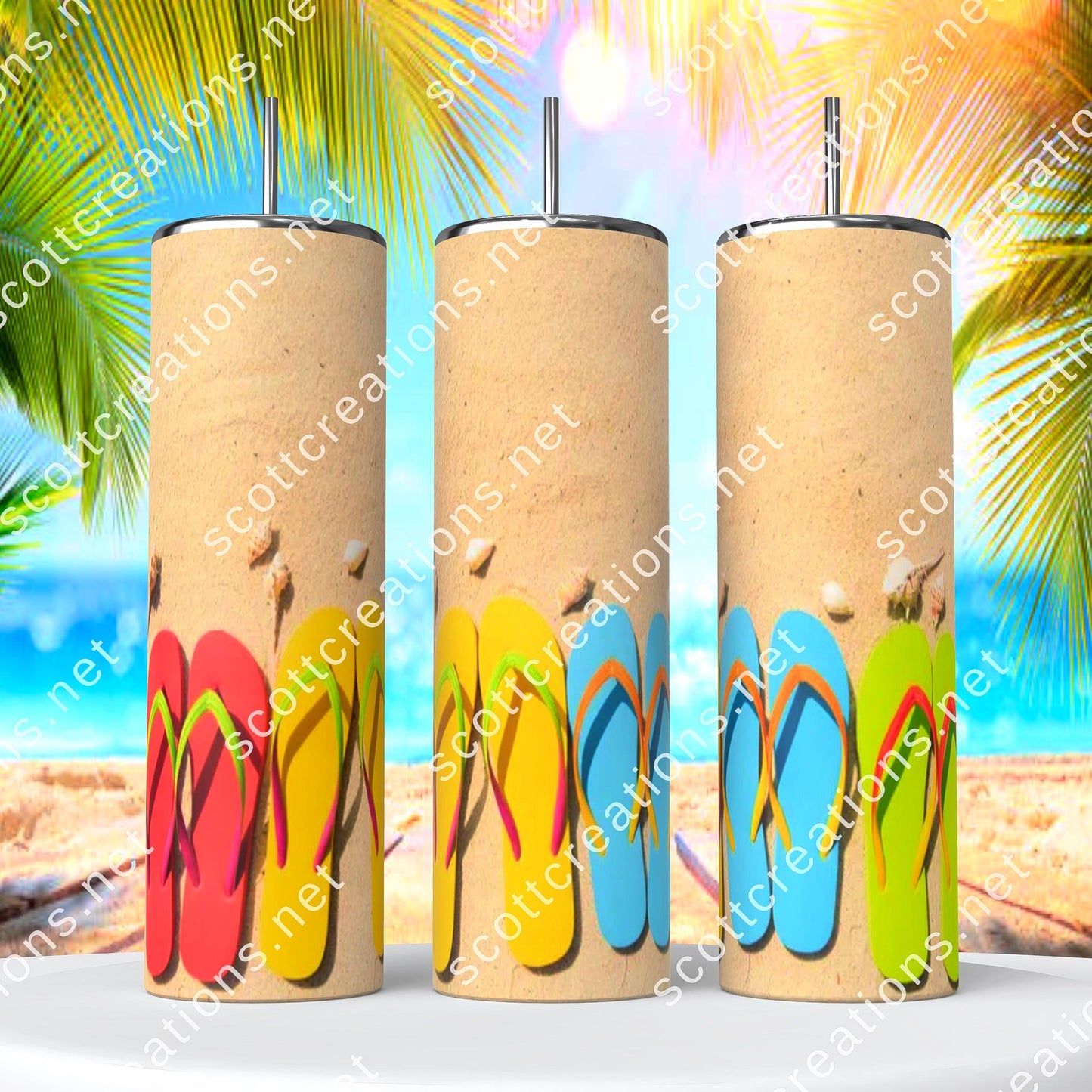 Beach and Flip Flops Tumbler