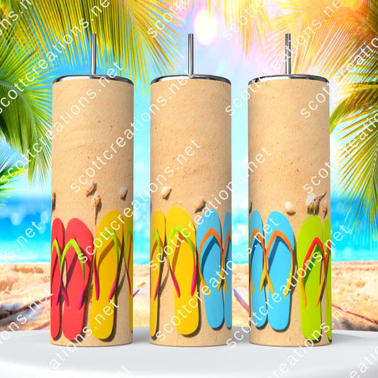 Beach and Flip Flops Tumbler