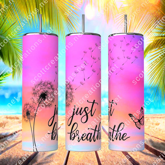 Pink Just Breathe Tumbler