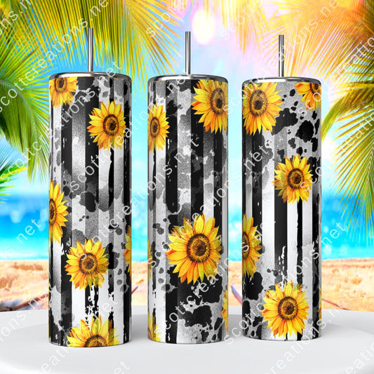 Black White Sunflower Tumbler