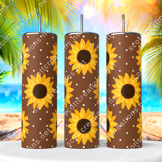 Brown Sunflower Dots Tumbler