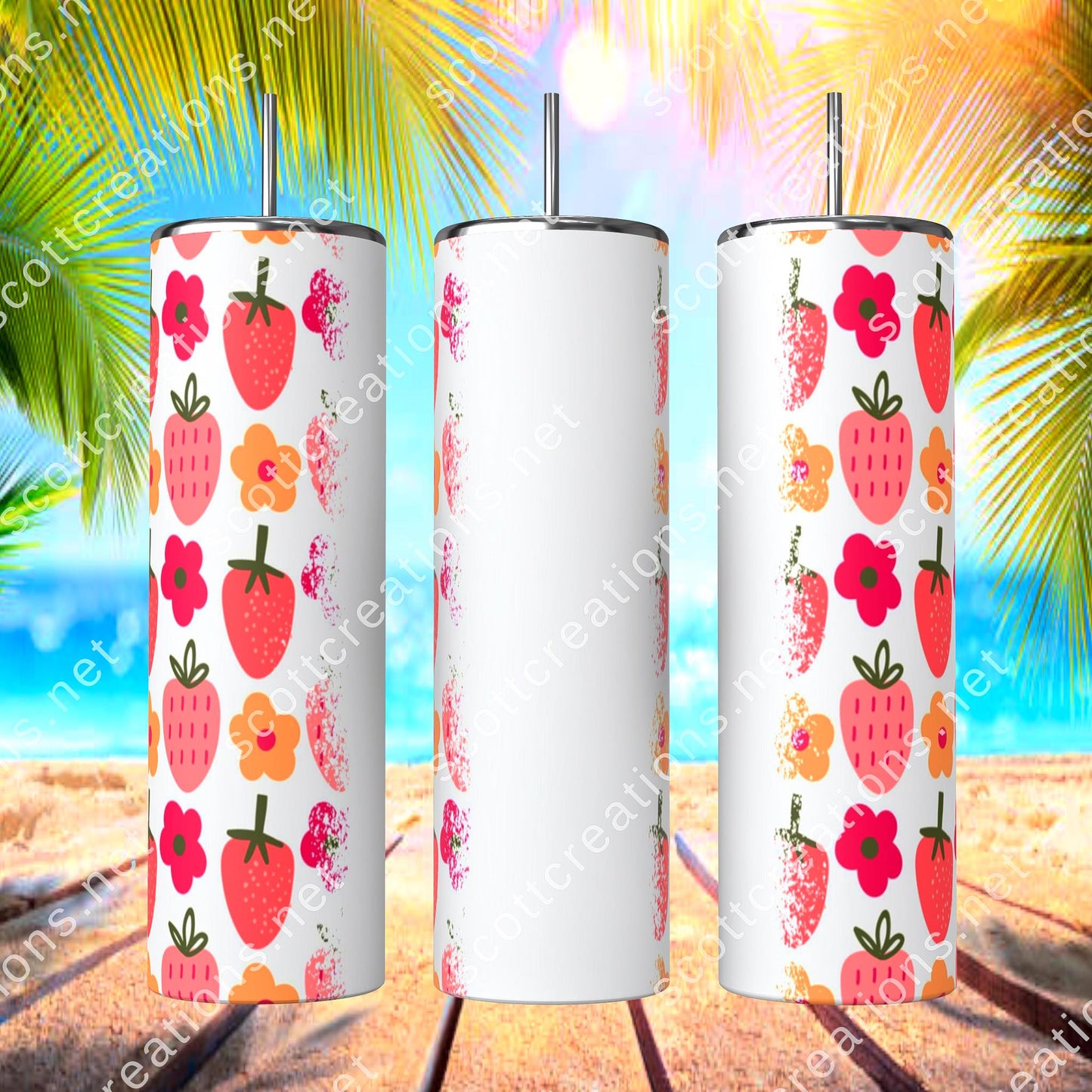 Strawberry w/ Name Tumbler