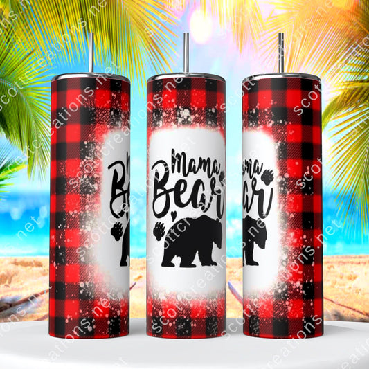 Mama Bear Plaid Tumbler