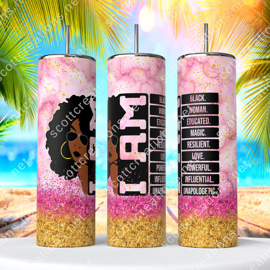 I am Glitter Pink Tumbler