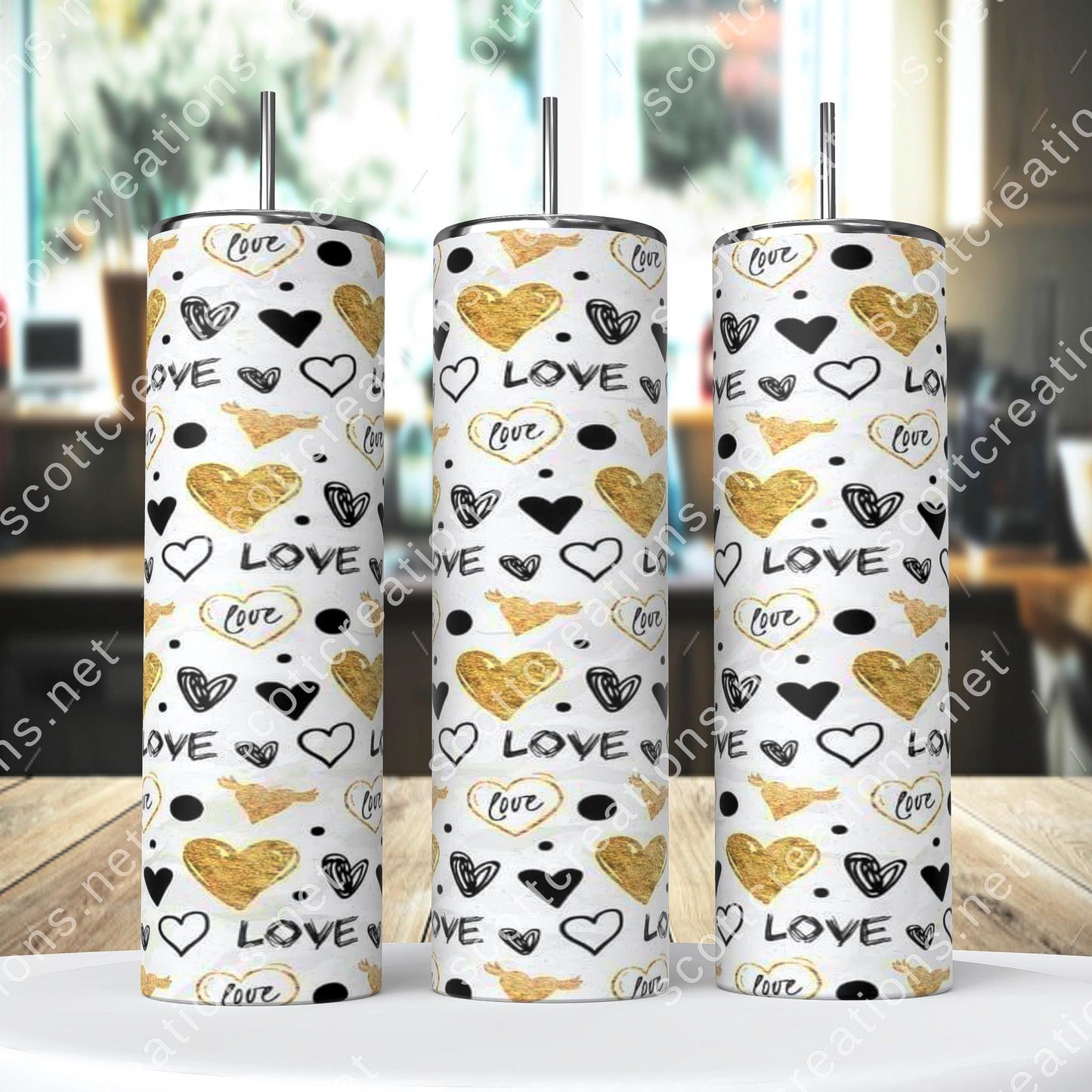 Gold Hearts Tumbler