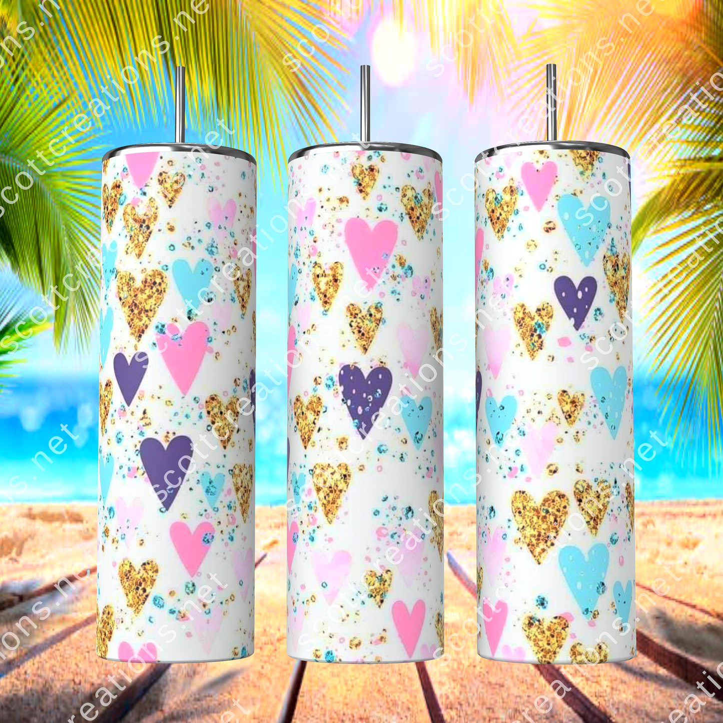 Gold Heart Tumblers