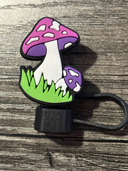Purple Mushroom Straw Topper